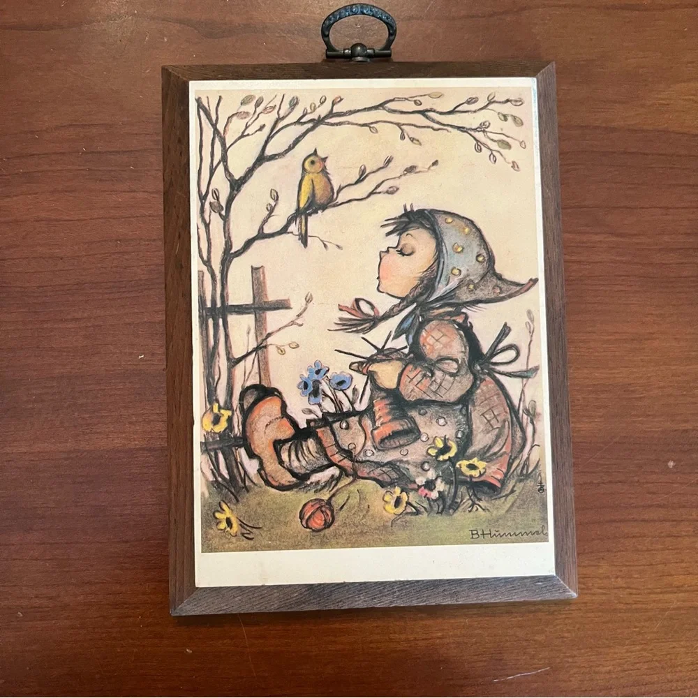 Vintage Hummel Wooden Decorative Wall Plaques Cottage Core Decor Set of 4